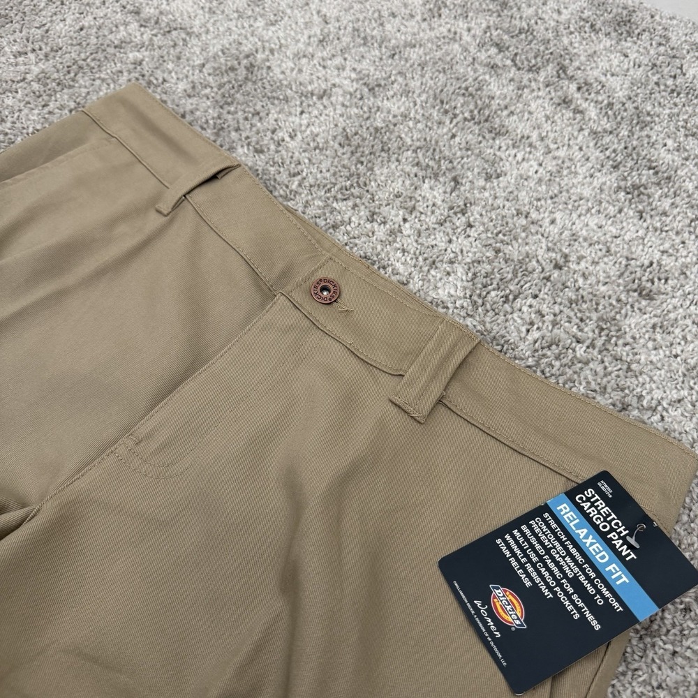 Dickies‎ Womens Cargo Pants 8R Khaki Relaxed Fit Stretch Workwear Utility NEW